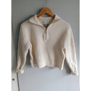 A.Y.R. cream ribbed half-zip sweater 100% extra fine merino wool quiet luxury